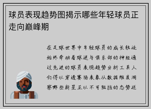 球员表现趋势图揭示哪些年轻球员正走向巅峰期