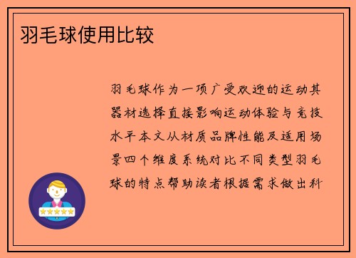 羽毛球使用比较